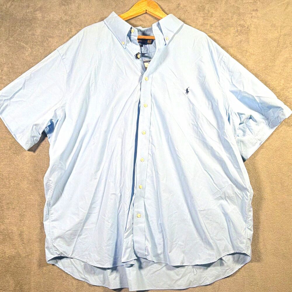 Ralph Lauren Performance Men’s Blue Solid Short Sleeve Button-Up Shirt 3XL
